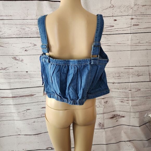 Free People Palm Desert Demin Crop Top Large NWT - Picture 8 of 10